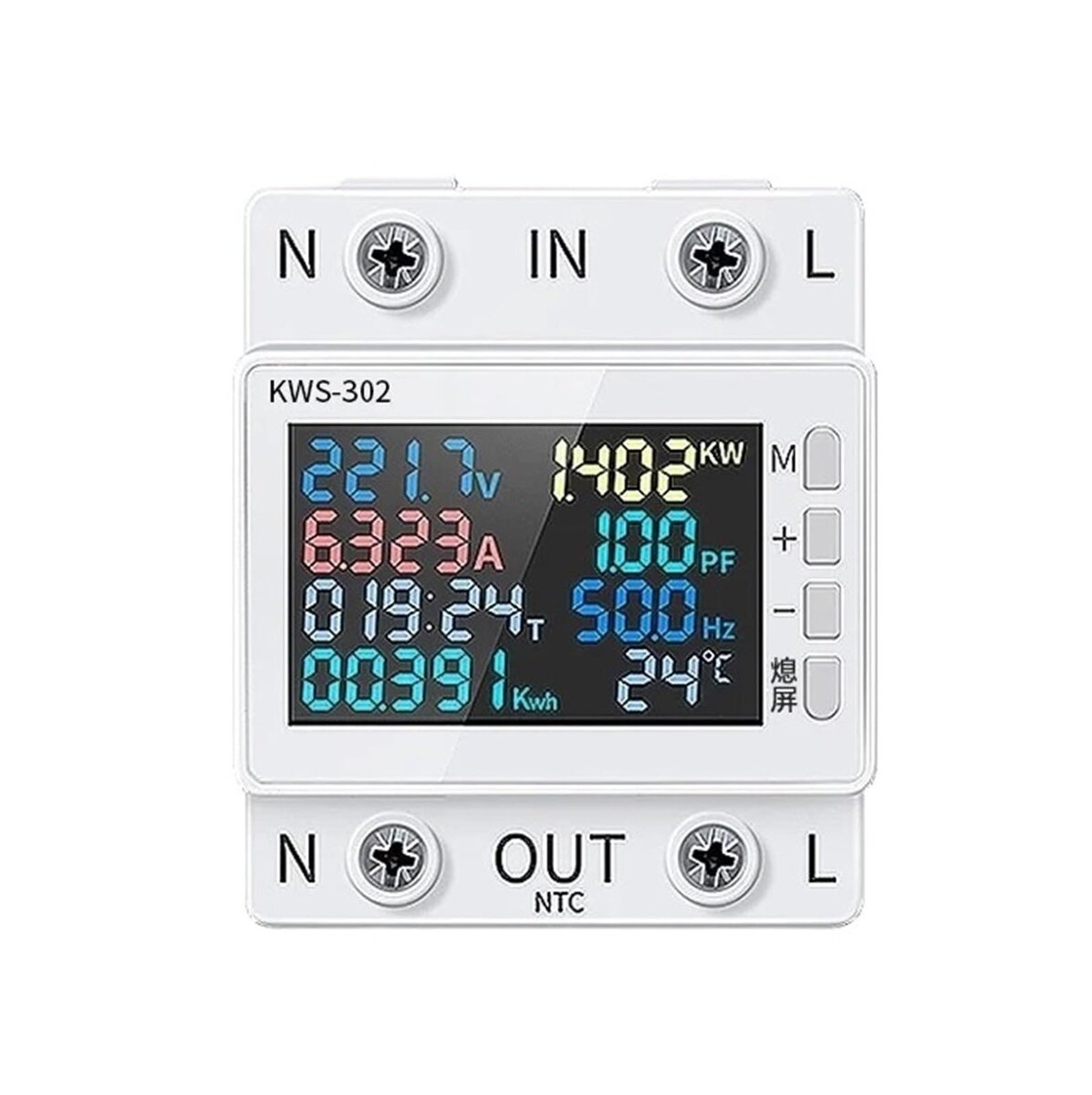 KWS-302WF 1-Phase 63A V/A ac Protector - 8 in1 Power Meter & Protector with WiFi Connection